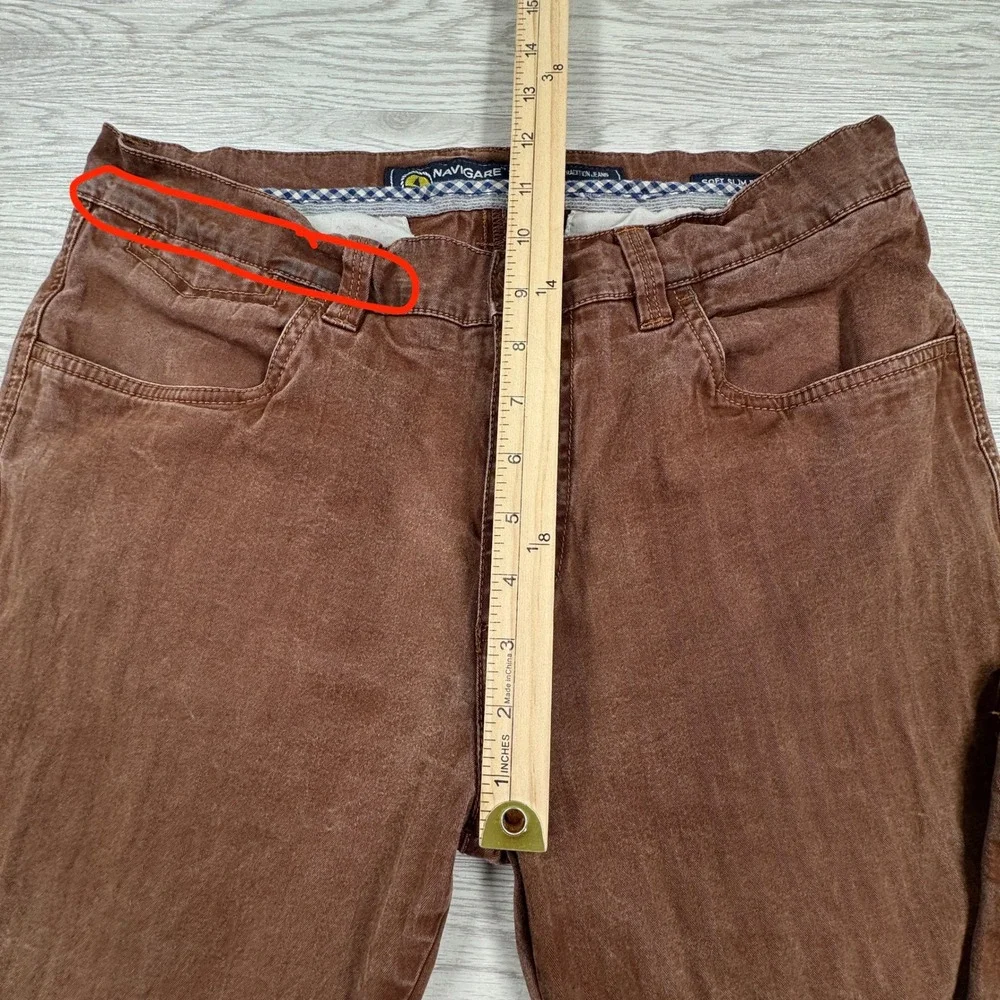 VTG Navigare Men's Pants Soft Slim Fit Brown Size 50 32(?) Italy Limited Retro